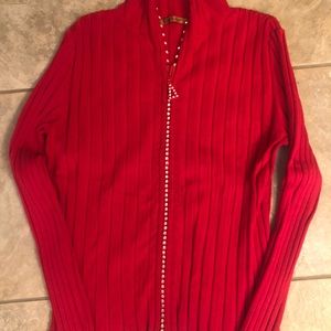 Belldini, Long sleeve rhinestone zip up.Sweater